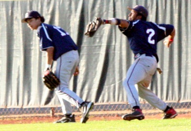 Outfielder making first throw, on a double cut
