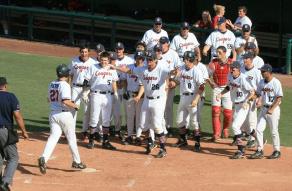 making sure the runner touches the plate after homerun