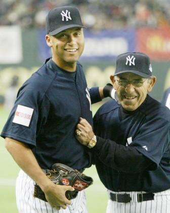 Yogi Berra and Derek Jeter in a casual moment