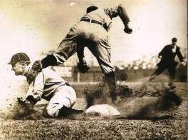 Ty Cobb, safe again, one of his 892 career stolen bases