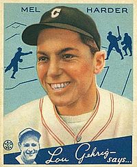 Mel Harder, Pitcher, Cleveland Indians, struck out Joe DiMaggio 3 times in one game in 1940